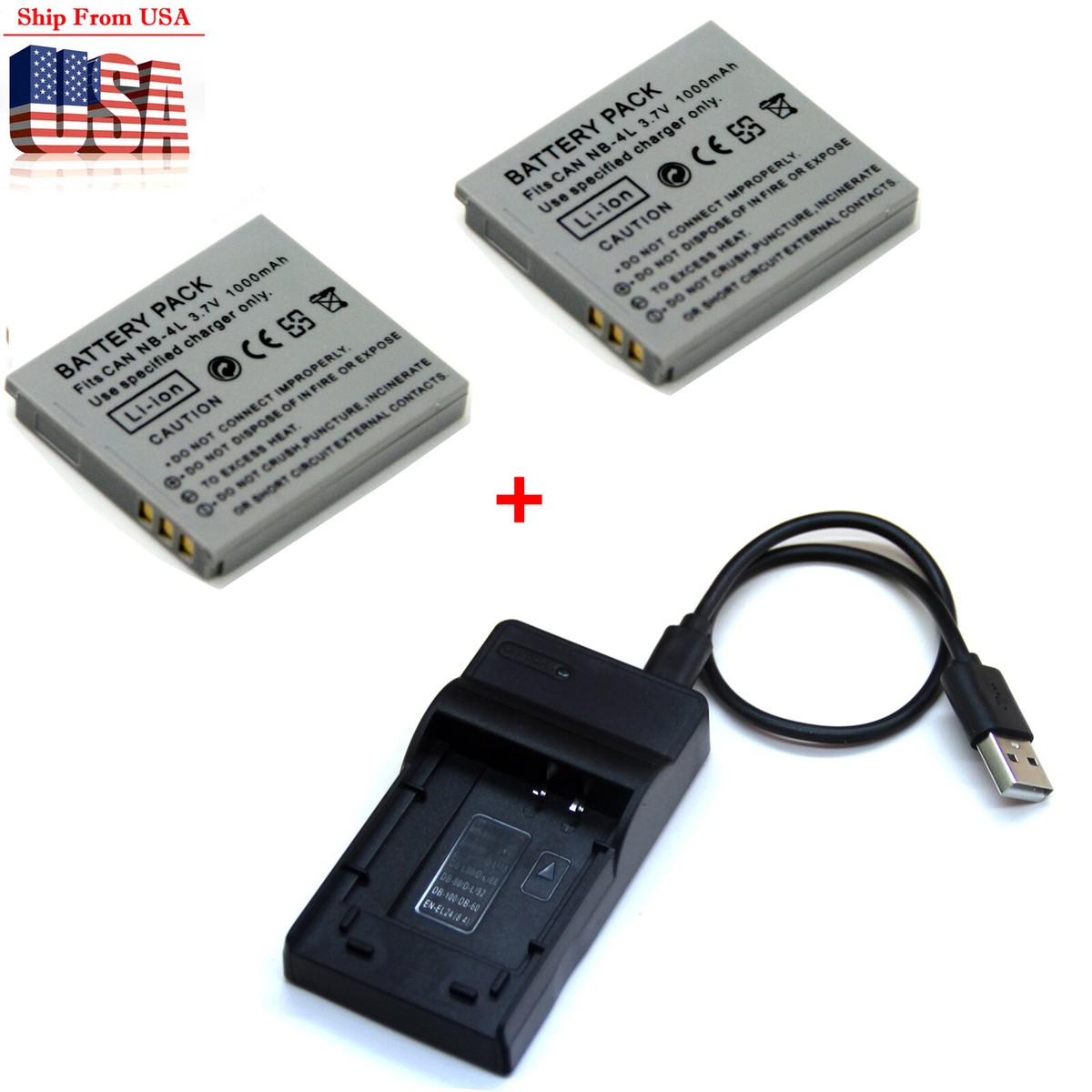 Battery / Charger For Canon PowerShot SD30 SD40 SD200 SD300 SD400