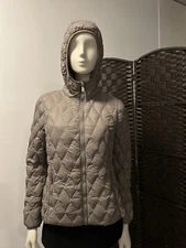 michael kors taupe light packable down puffer with gold hard ware size M