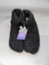 Women's Marled Knit Faux Shearling Booties with Grippers - Stars Above Black