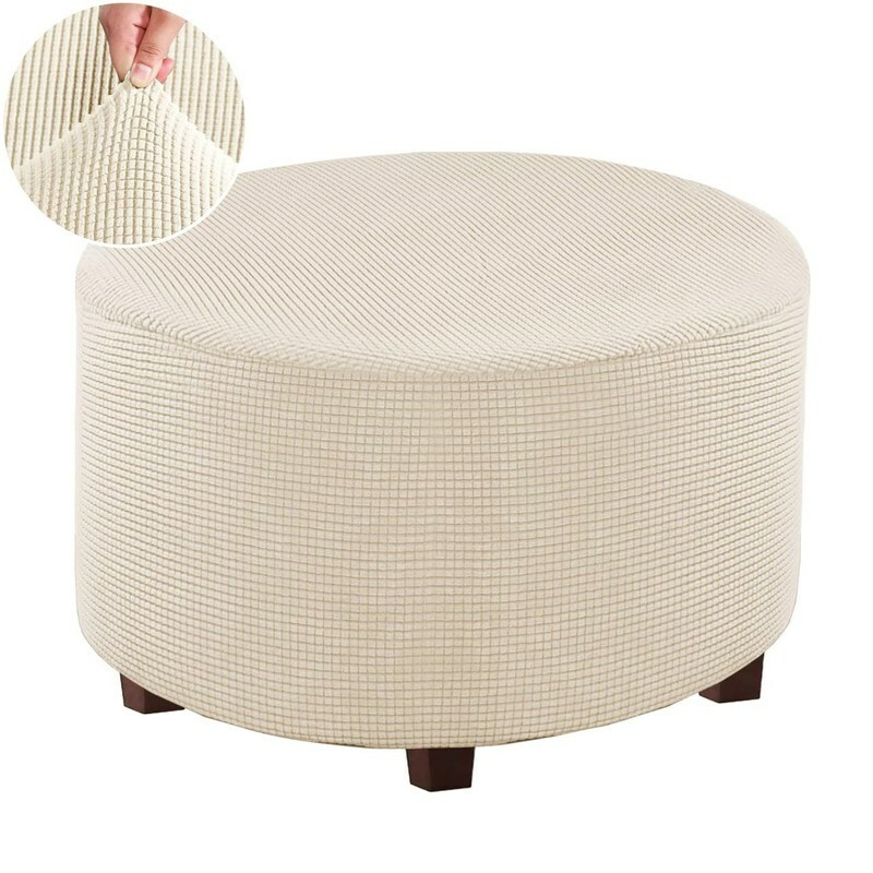 Round Ottoman Slipcover Footstool Protector Covers Storage Ottoman