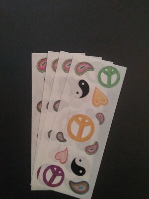 Creative Memories ~ Lot of Four Studio Stickers ~ 2'' x 5''  Peace Signs Paisley 