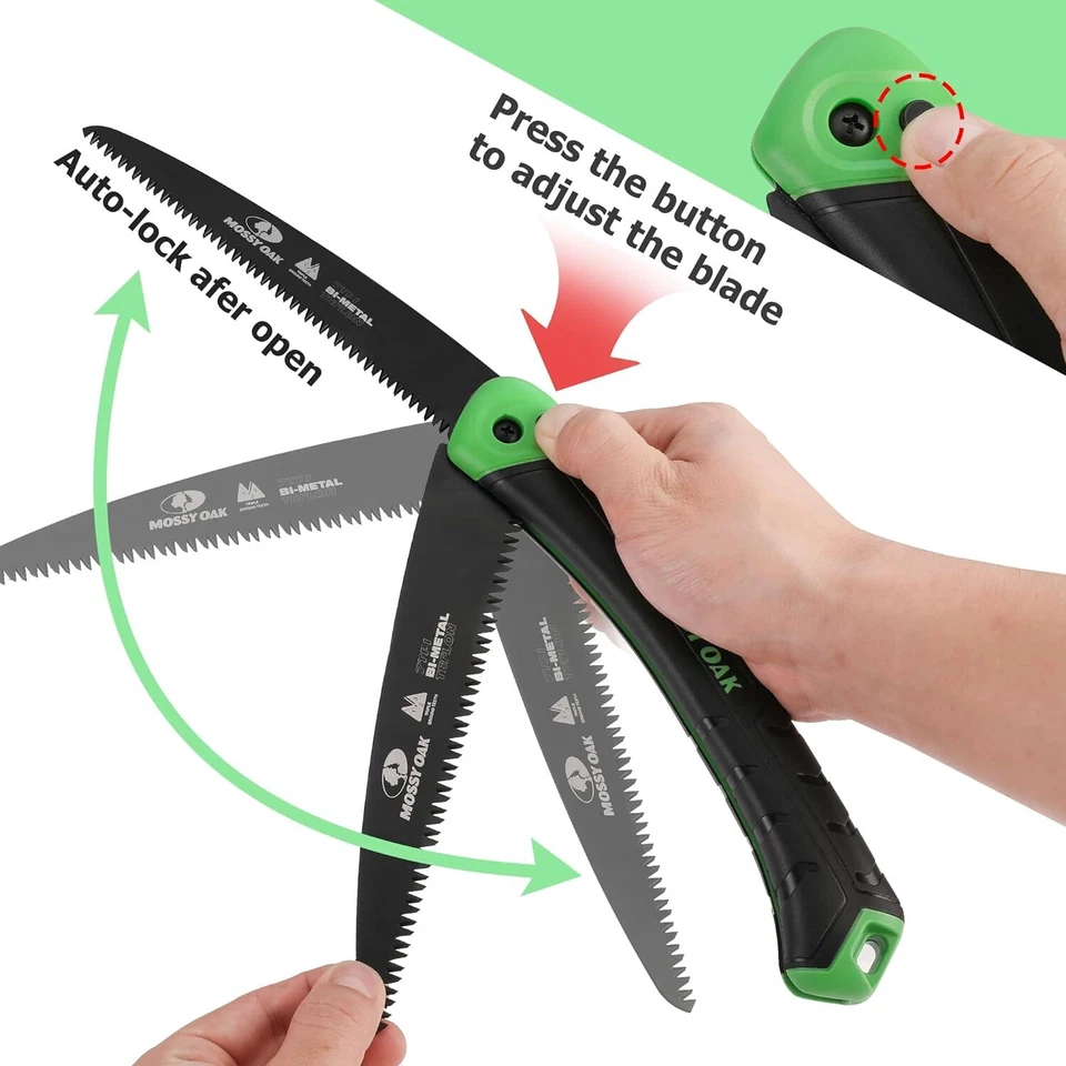 Serra dobrável MOSSY OAK - Serra manual de 7 polegadas com bolsa, lâmina de serra bimetálica D6A e M2 - Imagem 3 de 4