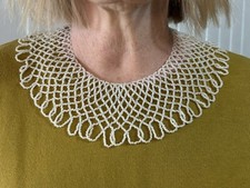 Victorian 1950  s Vintage White Frosted Beaded Collar
