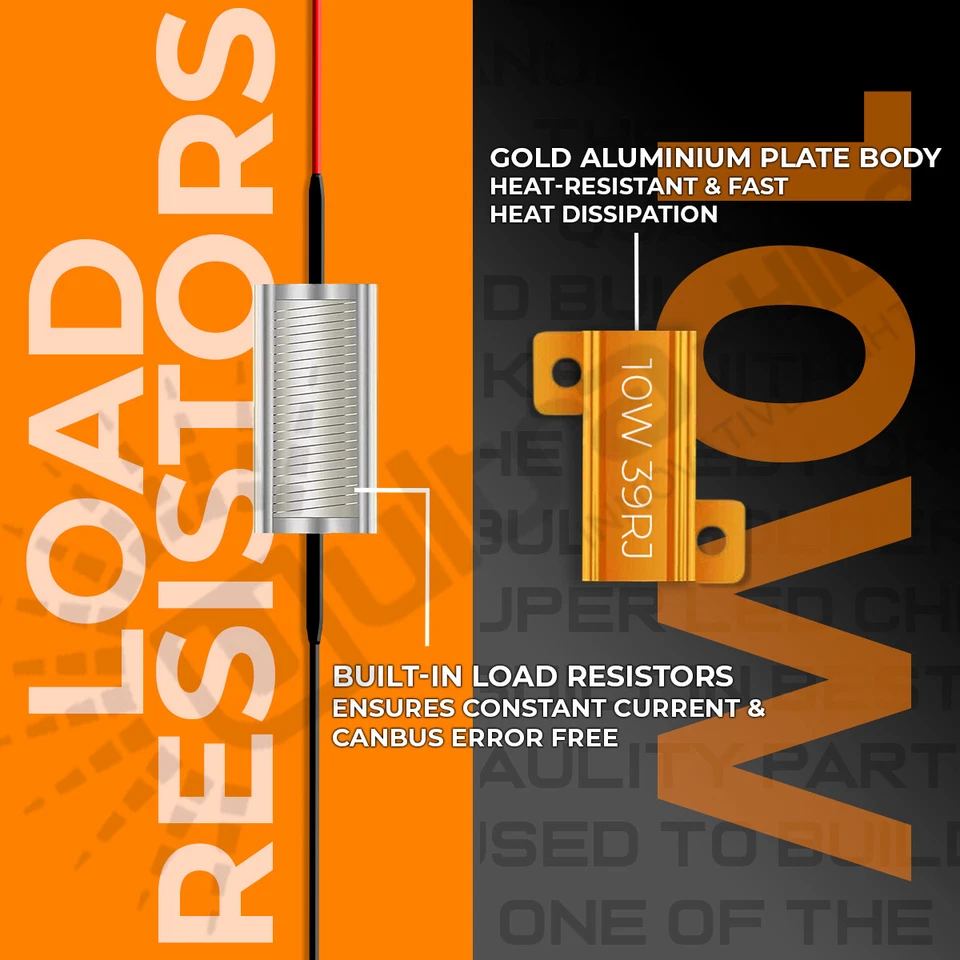 2 x 10w 39 OHM LED RESISTOR DECODER CANCELLER CANBUS number plate vw audi skoda - Image 2 of 4