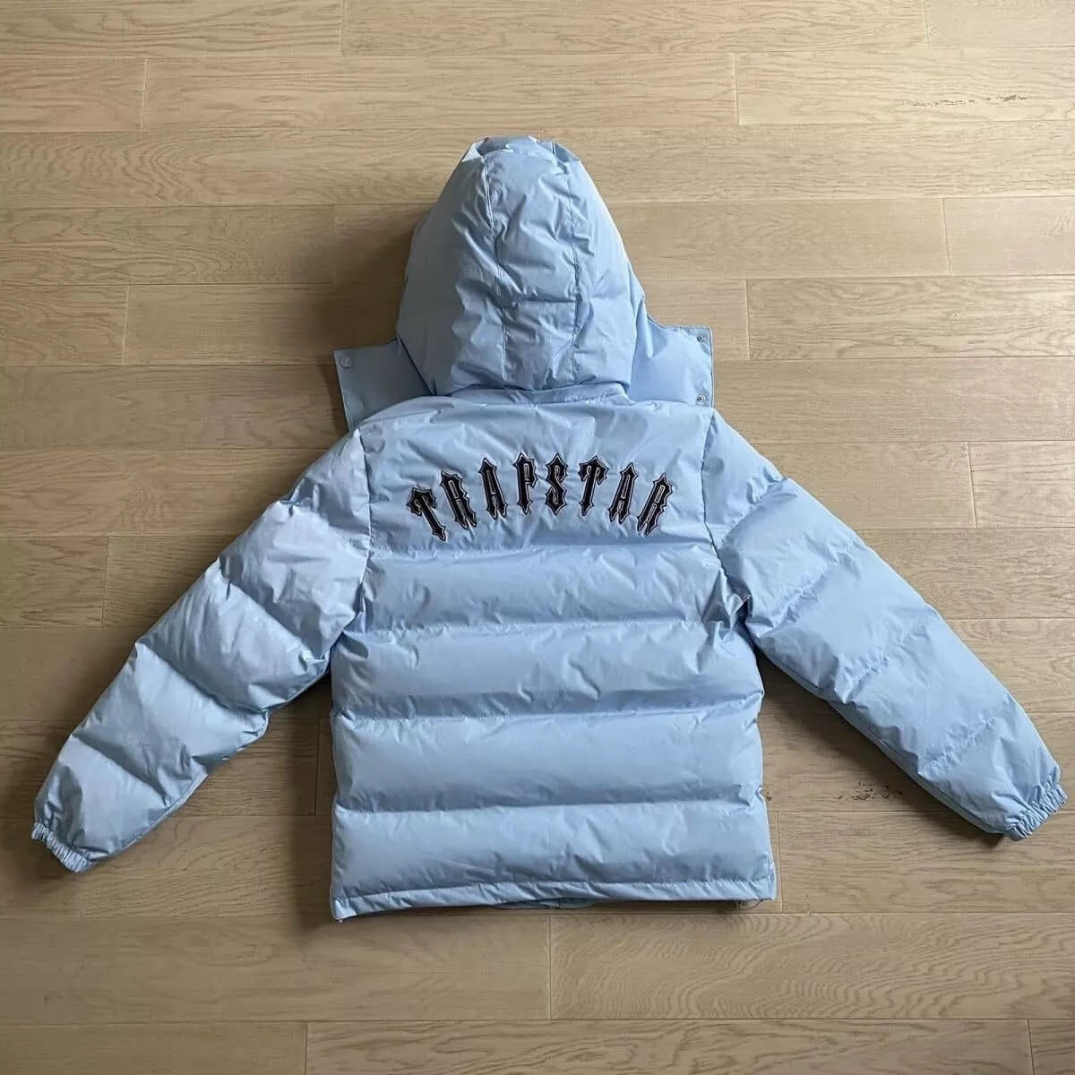 Trapstar Irongate Detachable Hood Puffer Coat Jacket Ice Blue All Size Available