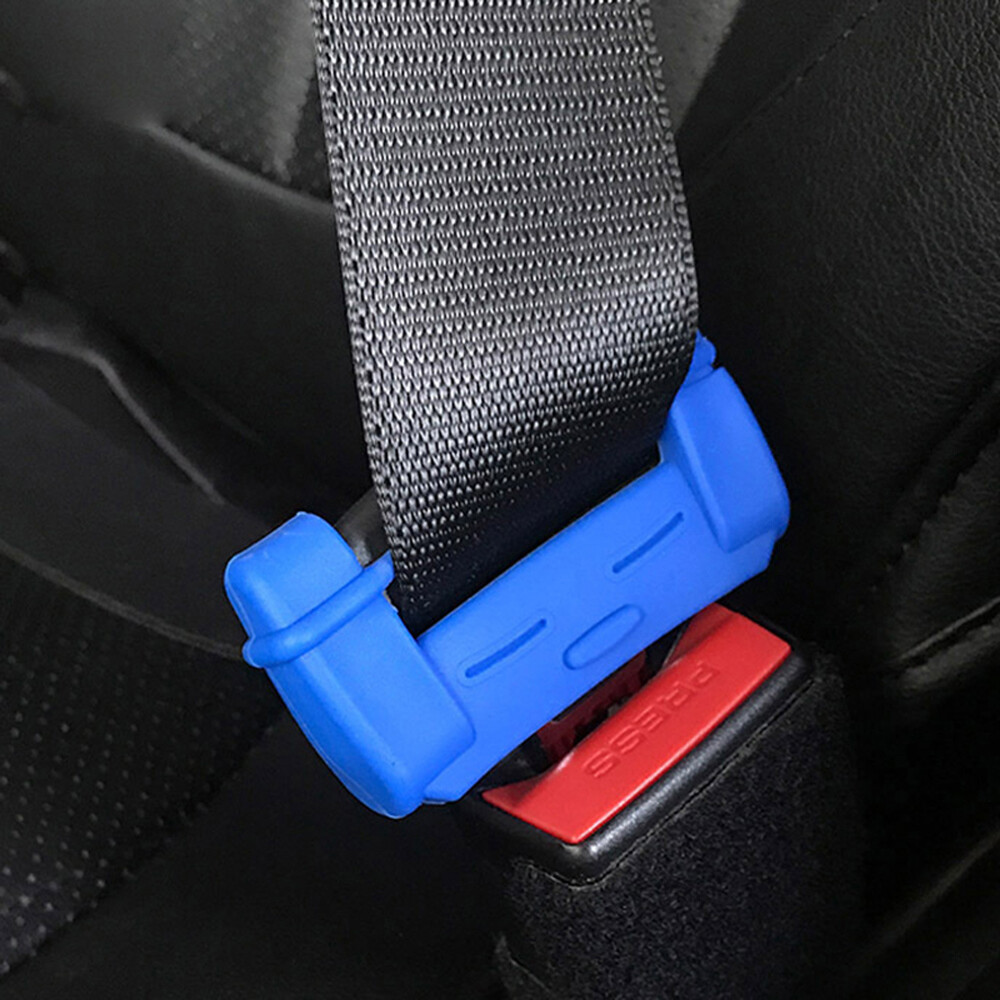 Car Seat Belt Buckle Clip Silicone AntiScratch Protector Cover Blue