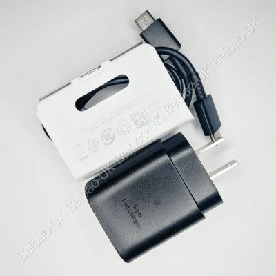 Super Fast Wall Charger Samsung 25w Type USB-C 3FT Cable Charger For S20 S21+ 5G