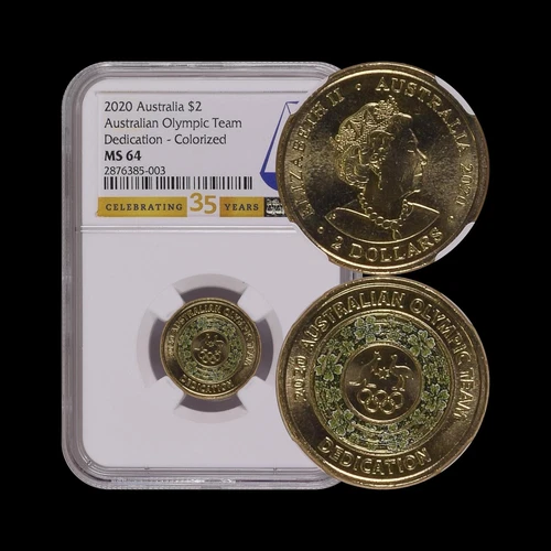 AUSTRALIA. 2020, 2 Dollars - NGC MS64 - Top Pop 🥇 Cherry Blossoms 🌸 Dedication