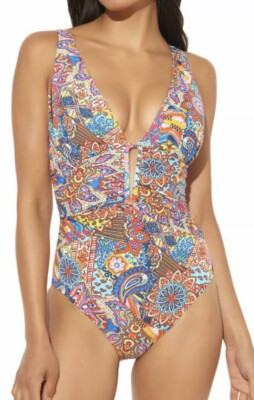 Bleu By Rod Beattie Multi Mio One-Piece Swimsuit D1253 Womens Size 4