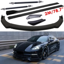 Front Bumper Lip Splitter 78.7" Side Skirt Strut Rods Body For Porsche Panamera