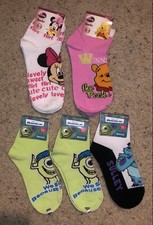 Disney Socks lot of 5 pairs; Minnie mouse, Winnie the Pooh, monsters Inc.