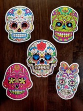 STICKERS x 5 Sugar Skull Large Sticker Dia de Los Muertos SK2