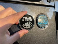 2 (two) 18-24 WRANGLER JL GLADIATOR BLACK TRAIL RATED FENDER EMBLEM BADGE