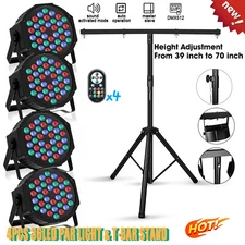 4PCS 36 LED RGB Stage Lighting PAR Light DMX Beam Party DJ Disco Light w/ Stand
