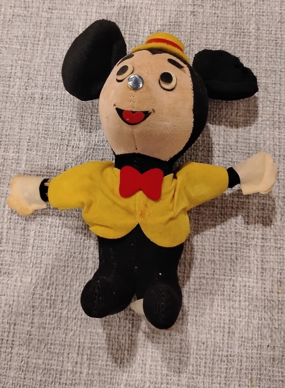 Mickey Mouse Stuffed Rare Yellow Jacket and Red Tie 7 Inches Antique