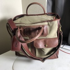 J.W. Hulme Co. Canvas And Leather Duffle Bag 17x14x10 Inches USA Made