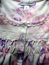 MISS ELAINE SHORT NIGHTGOWN L/SLVE CUDDEKNIT PEACH / LILAC FLORAL XL NEW