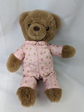 FAO Schwarz Brown Bear Plush 12 Inch Pink Gold Star Pajamas Stuffed Animal Toy