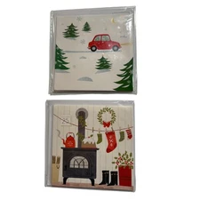 Reindeer Cat Fireplace Christmas Pop Up Greeting Cards Santa's Shopping Cozy