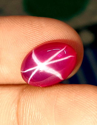 Red Star Ruby 12 Ct+ Certified Natural Oval Shape 6 Rays Cabochon Loose Gemstone