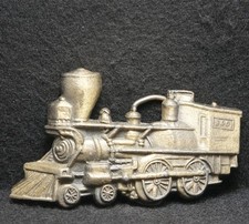 WJ01128 NICE VINTAGE 1970s CUT-OUT B O LOCOMOTIVE RAILROAD BRASS BELT BUCKLE