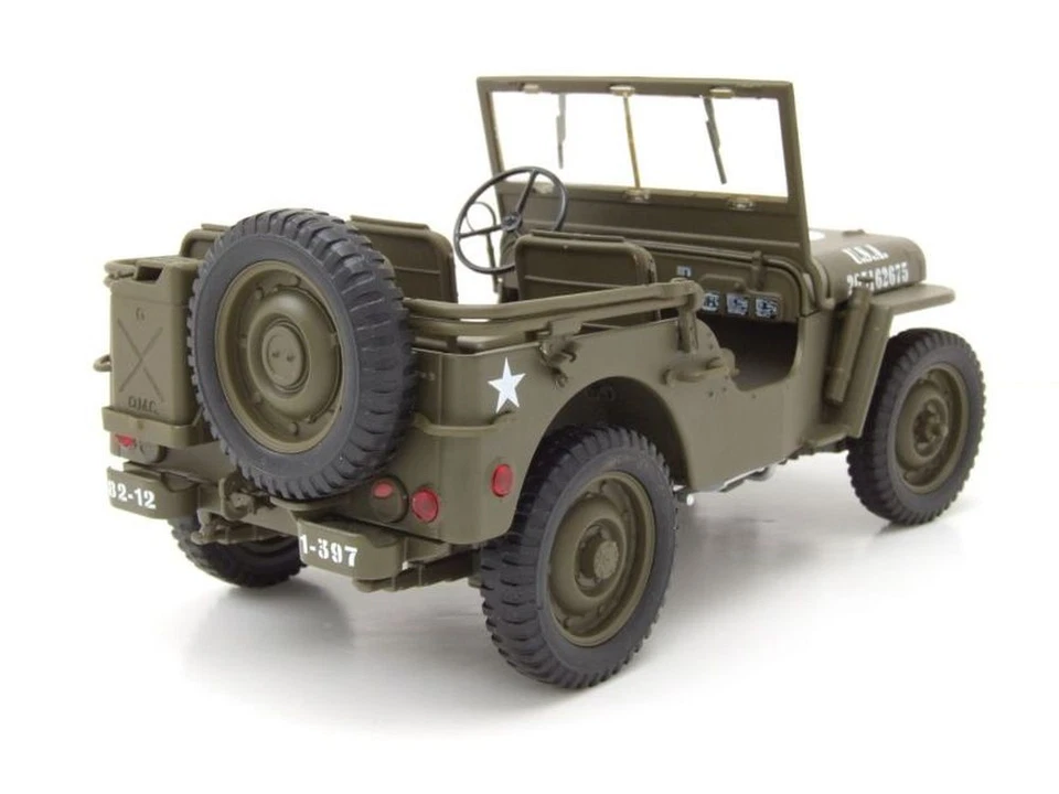 Willys Jeep Aperto US ARMY Militare 1941 Verde Oliva Modellino 1:18 Welly - Immagine 2 di 4