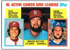 #709 Bruce Sutter, Tug McGraw & Gene Garber,  1984 Topps Save Leaders Base
