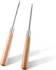 2 PCS Awl, Leather Sewing Awl with Wood Handle, Hollow, Speedy Stitcher Sewing A
