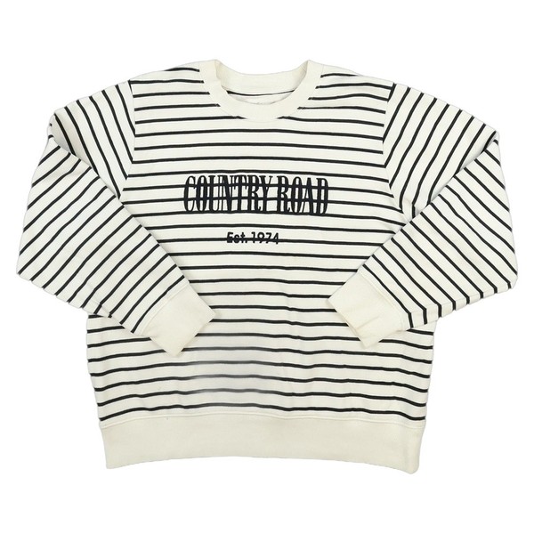 Country Road Jumper Womens SMALL White Striped Heritage Crew Neck Sweatshirt S