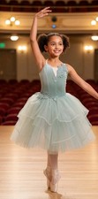 Dance Costume Child Sage Green Weissman Ballet Fairy Embroidered Tutu Sz SA Med