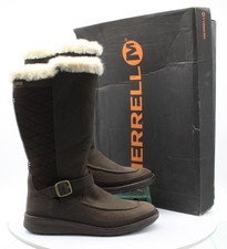 MERRELL WOMENS BOOTS FUR LINED WATERPROOF MID-CALF UK 6 EU 39 BROWN RRP £280 AD