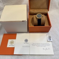 Tory Burch Watch TBW2001 Gigi Blue Dial Blue Leather Strap Women's Gold Trim