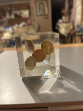 Uncirculated Native American Wheat Pennies Encased In Lucite