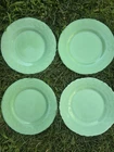 MCKEE JADEITE set of 4 DINNER PLATE Laurel/Skokie Pattern Uranium Glass 1930-50