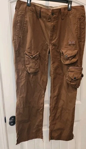 Vtg Polo Ralph Lauren Brown Military Cargo Paratrooper Tactical Pants Mens Read - product listing photo