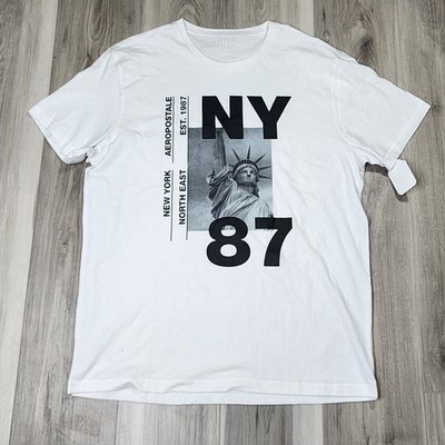 Aeropostale T-Shirt Men's Large White NY Short Sleeve