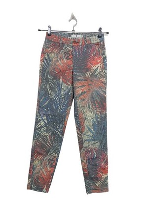 FREEMAN T. PORTER Stoffhose Damen Hose Gr. DE 30 blau-hellorange-schwarz