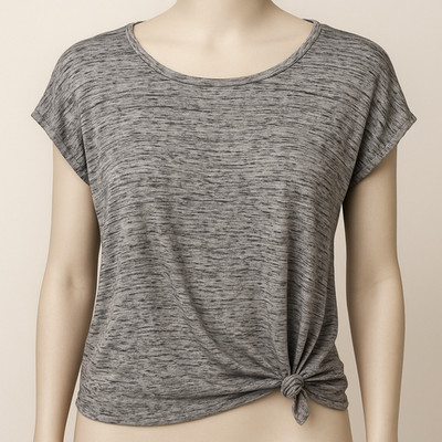 Athleta Gray Space Dye Tie Hem Tee Soft Lightweight Athleisure Yoga Casual S