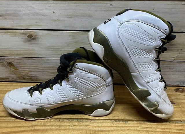Men's 8.5 Nike Air Jordan 9 Retro Statue White / Black Militia Green 302370 109 for sale online 