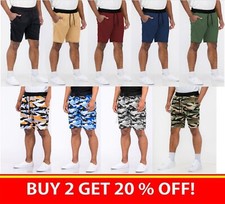 Mens Reverse Weave Fleece/Raw Hem Cut Off Shorts S 3XL Lounge Sweat Side Pockets