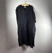 Vivian Yin Colour 5 Power Ramie Asymmetric Dress Medium Crinkle Black Lagenlook