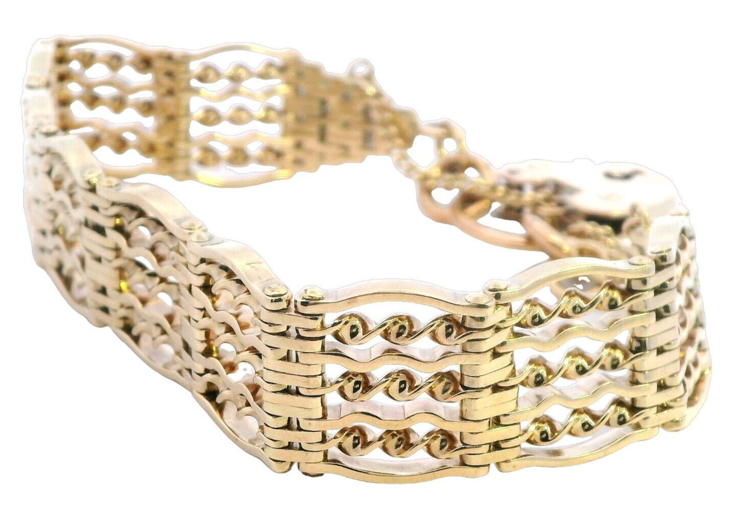 Exquisite 9ct Yellow Gold Bar Gate Bracelet with Heart Padlock | eBay ...