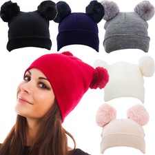 Chapeau Casquette Femme Kawaii Casquette Tricot Pompon Ponpon Fourrure M1526