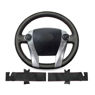 Non-slip Black Leather Car Steering Wheel Cover For Toyota Prius 30(XW30) / Aqua