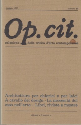 Zeitschrift OP. CIT. Nr.69 05/1987 Architektur Tentori Design Deganello Tentori