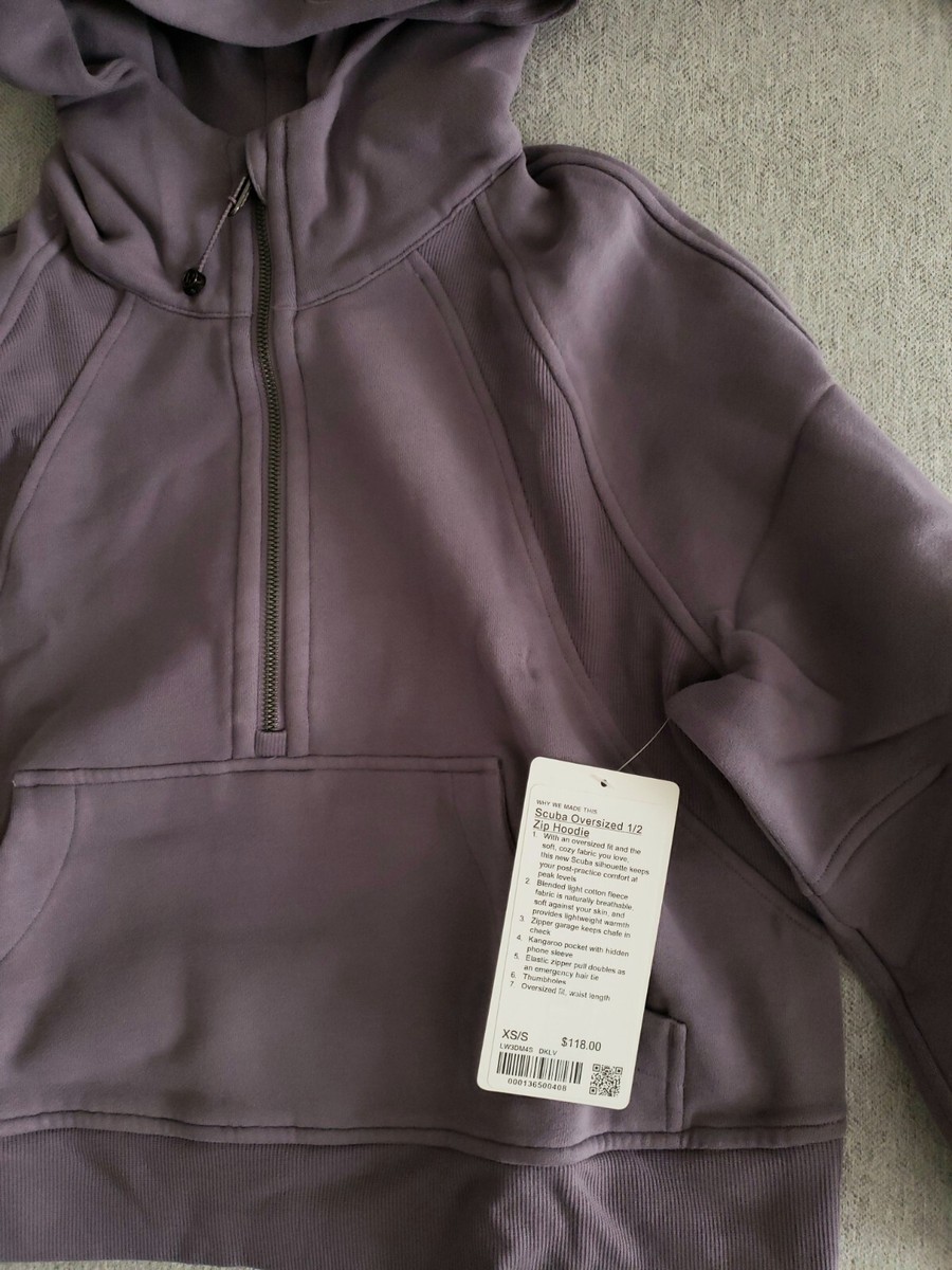 【8月末まで出品】ルルレモン scuba 薄紫 ハーフジップ XS/S ❤️ Lululemon Scuba Oversized Half 1/2 Zip Hoodie XS/S
