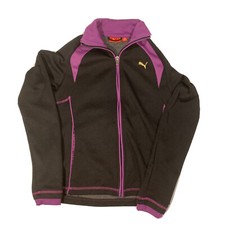 Puma Women's XS Full Zip Jumper Athletic Jumper Black Pruple Free Postage