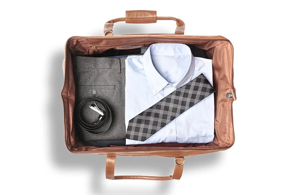 Nova Bolsa de Duffel Kluge Cheyenne Boca Larga Couro de Vaca Marrom - TAN - Imagem 3 de 4