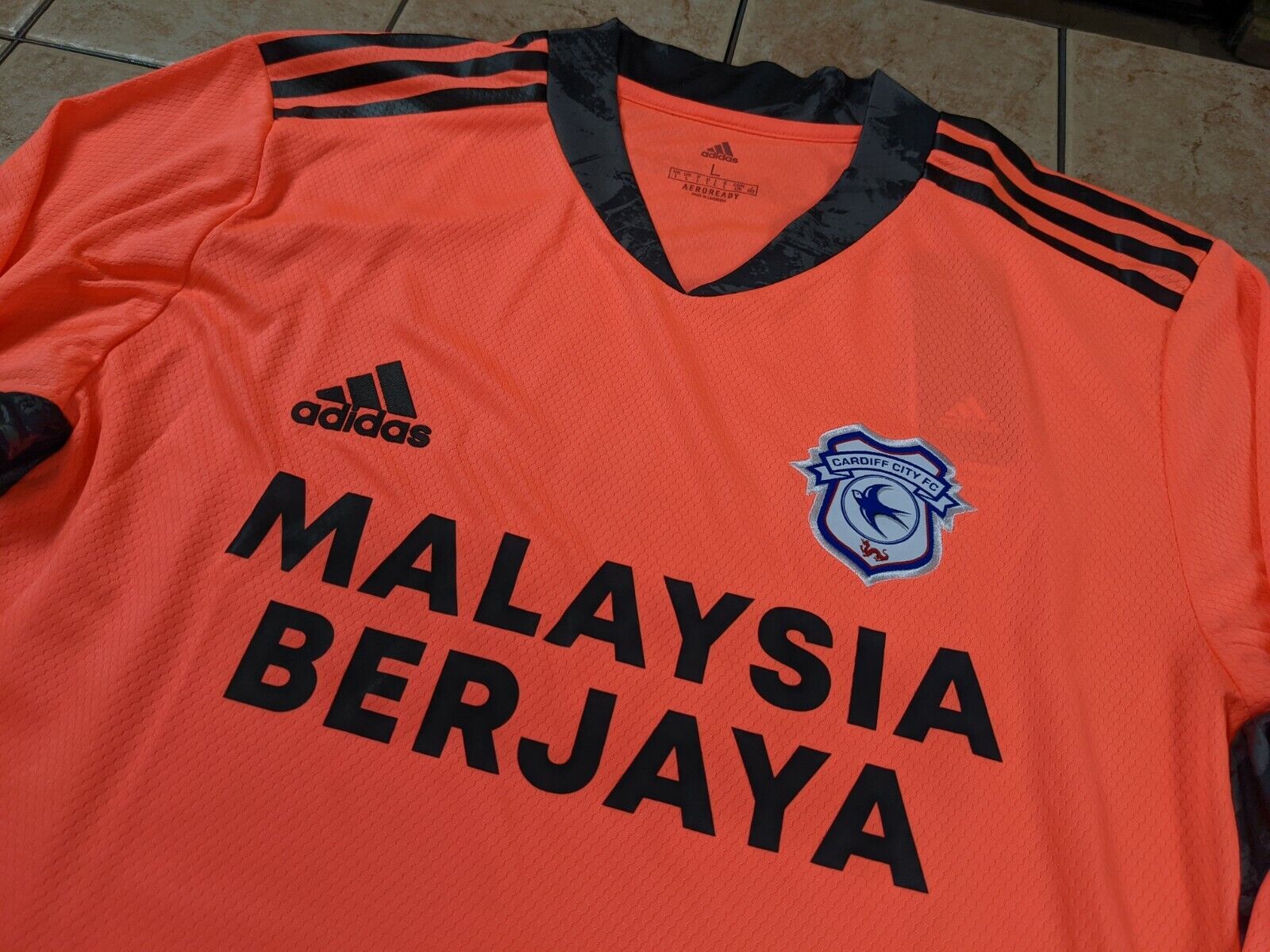 Cardiff City FC 20/21 Third Replica Blank Jersey Adidas Men's Orange NWT