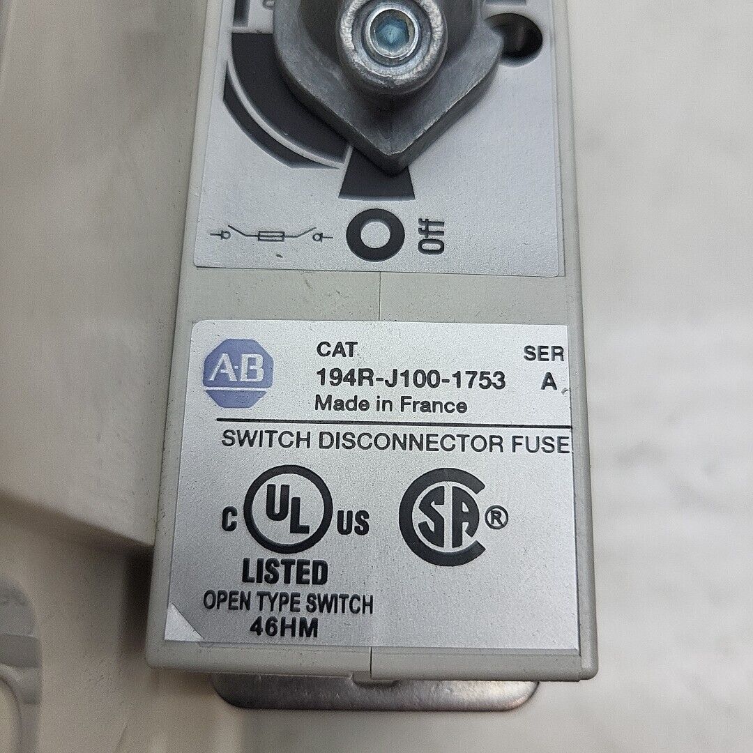 Allen Bradley 194R-J100-1753 Disconnect Switch Fused 600V Allen Bradley 194R-J100-1753 Disconnect Switch Fused 600V